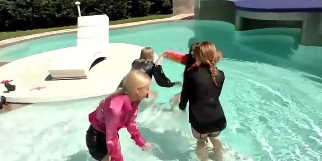 babes,clothed,european,glamour,group,hd,lesbian,lesbian group,oral,outdoor,pool,