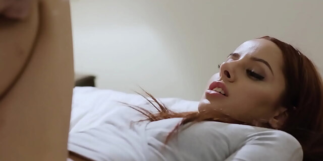 big cock,blowjob,cowgirl,cumshot,deepthroat,doggystyle,pussy,redhead,small tits,taboo,