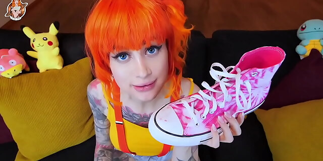 cosplay,piercing,pussy,redhead,shorts,