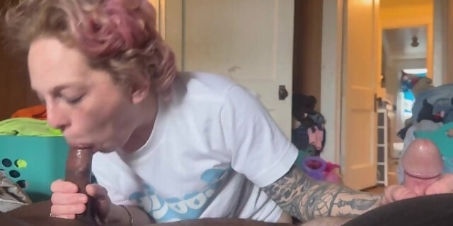 amateur,bbc,blowjob,couple,cuckold,handjob,interracial,tattooed,