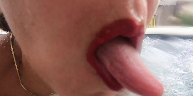 amateur,blowjob,couple,creampie,cum,cum in mouth,french,lipstick,milf,molten,mom,oral,outdoor,pov,public,red,swallow,