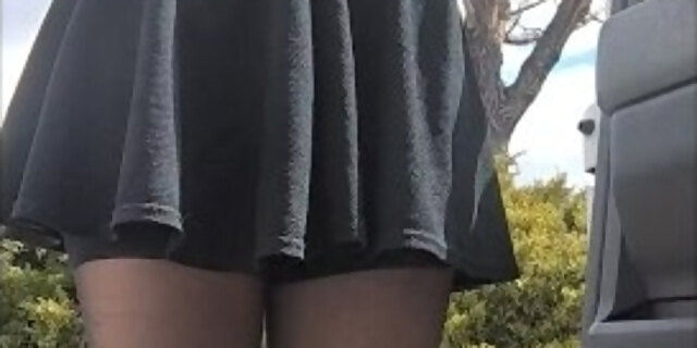 amateur,exhibitionist,flashing,panties,petite,public,pussy,red,redhead,shaved pussy,solo,upskirt,