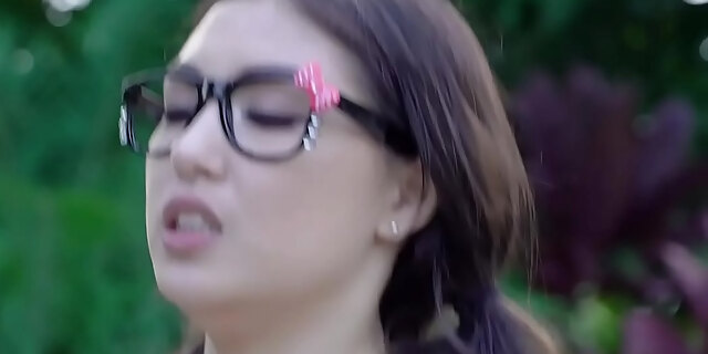 bikini,blowjob,brunette,cowgirl,glasses,natural tits,outdoor,pool,pussy,teamskeet,teen,tight pussy,